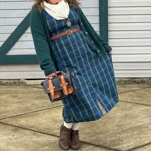 100% Cotton Flannel Plaid Button Up Dress